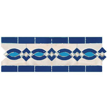 Mosaic House Moroccan tile Zitoune 1-15-23 White Cobalt Blue Turquoise   